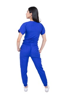 Foto 4 | Pijama Quirúrgica Para Mujer Antifluido Azul Rey Pantalón Jogger Stretch Scrub Kolorum Modelo V