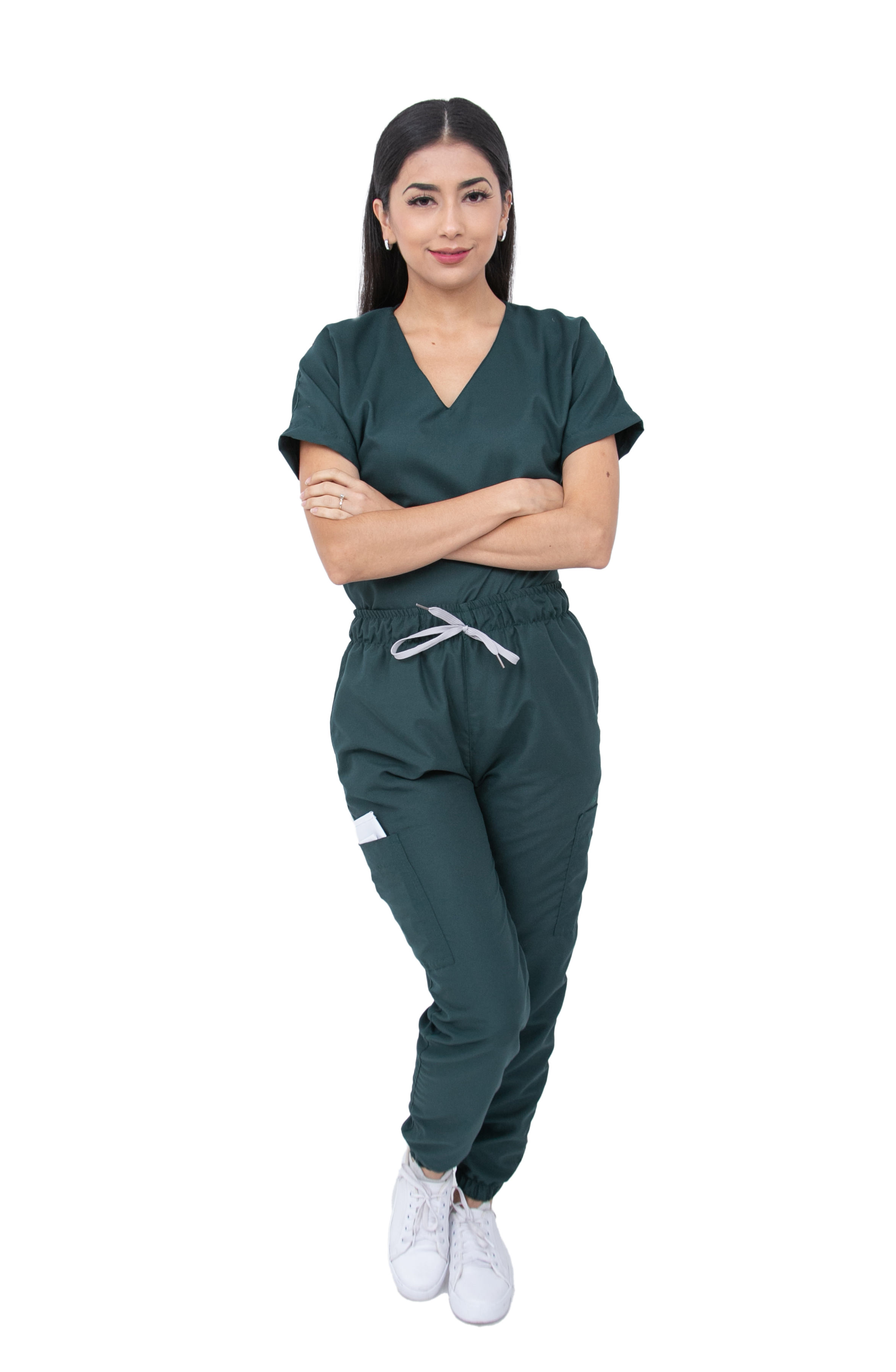 Foto 2 pulgar | Pijama Quirúrgica Para Mujer Antifluido Verde Botella Pantalón Jogger Stretch Scrub Kolorum Modelo V
