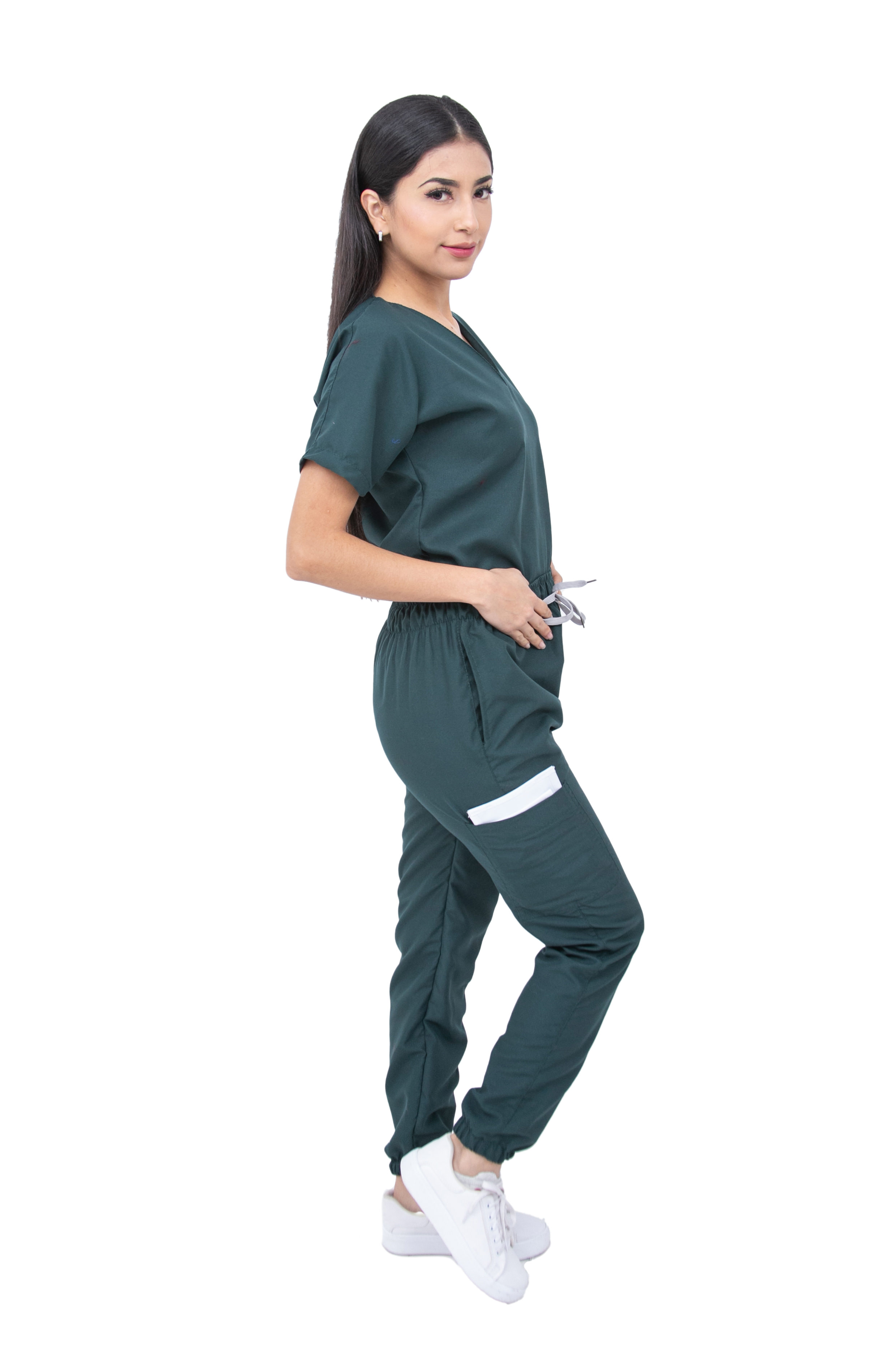 Foto 4 pulgar | Pijama Quirúrgica Para Mujer Antifluido Verde Botella Pantalón Jogger Stretch Scrub Kolorum Modelo V