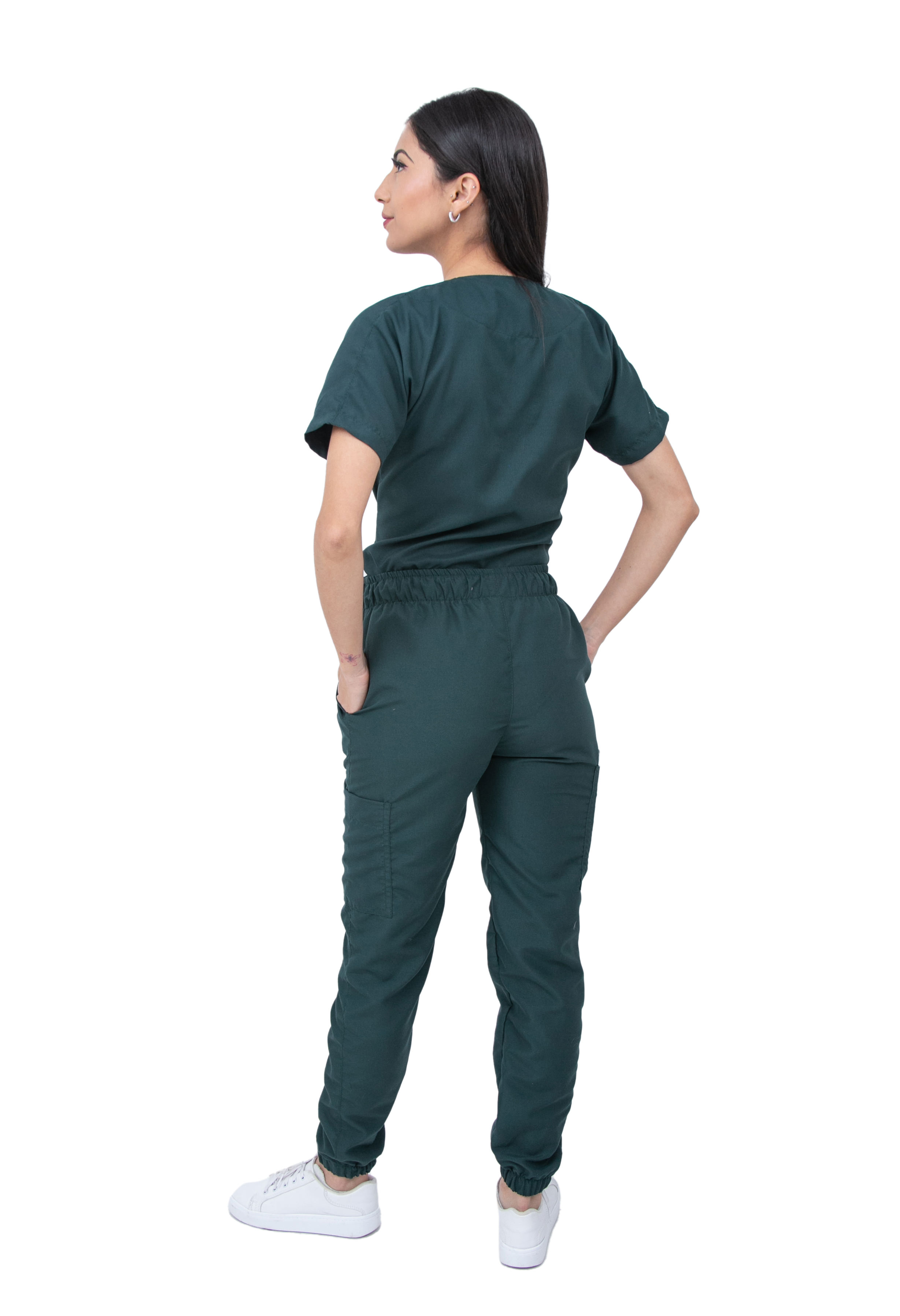 Foto 6 pulgar | Pijama Quirúrgica Para Mujer Antifluido Verde Botella Pantalón Jogger Stretch Scrub Kolorum Modelo V