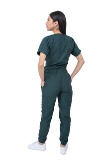 Foto 5 | Pijama Quirúrgica Para Mujer Antifluido Verde Botella Pantalón Jogger Stretch Scrub Kolorum Modelo V