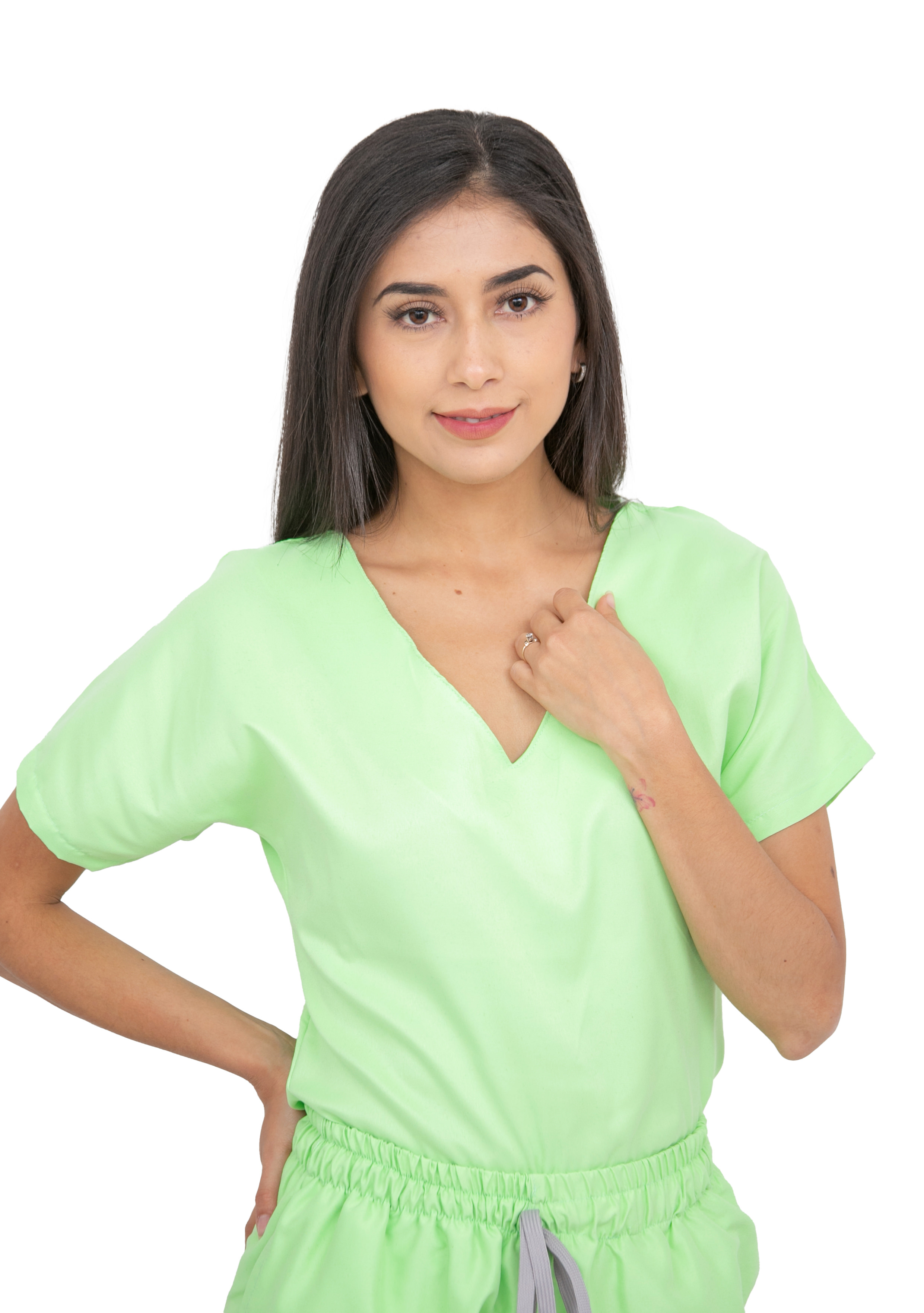Foto 4 pulgar | Pijama Quirúrgica Para Mujer Antifluido Pistache Pantalón Jogger Stretch Scrub Kolorum Modelo V