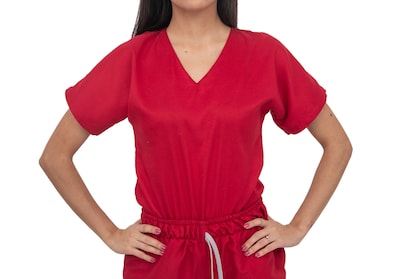 Foto 2 | Pijama Quirúrgica Para Mujer Antifluido Rojo Pantalón Jogger Stretch Scrub Kolorum Modelo V
