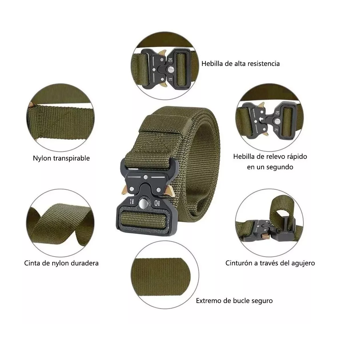 Foto 4 pulgar | Bolsas Tácticas + Cinturón Militar + 3 Ganchos + Pedernal Eo Safe Imports ESI-12296 Verde