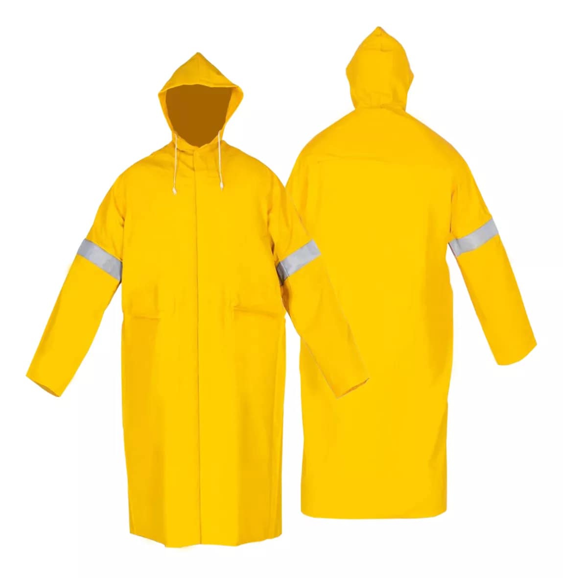 Impermeable Gabardina Larga Amarilla con Reflejante Capucha $329