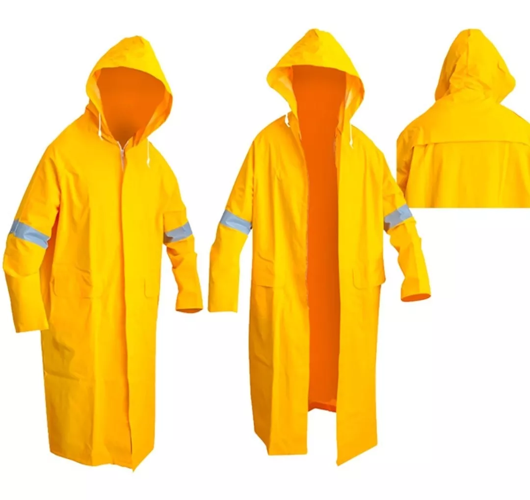Foto 3 pulgar | Impermeable Gabardina Larga Amarilla con Reflejante Capucha