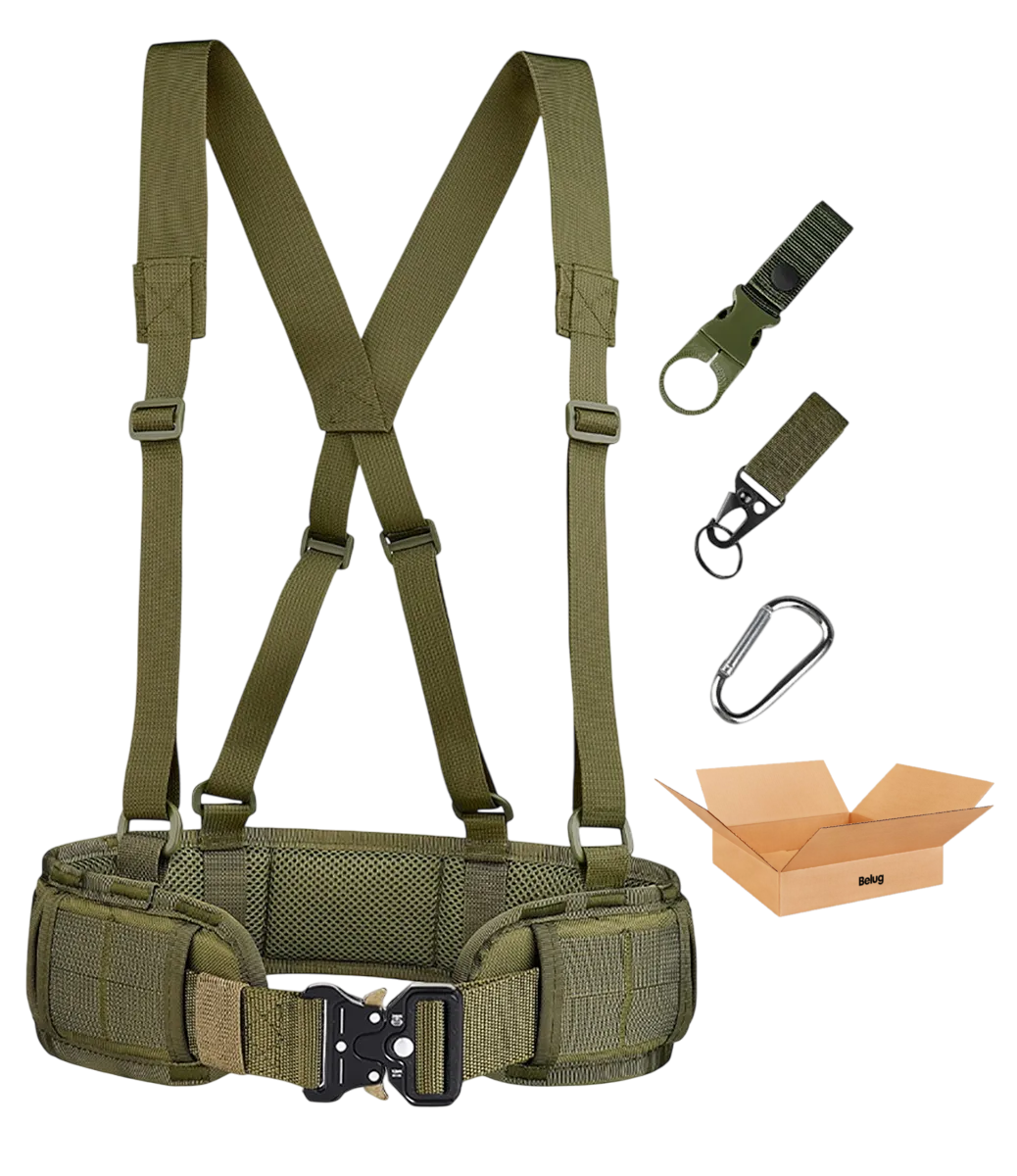 Foto 1 | Conjunto De Cinturón Táctico Belug Multifuncional Y Tirantes Verde Militar
