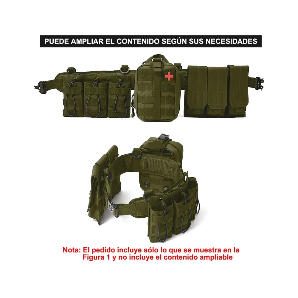 Foto 5 | Conjunto De Cinturón Táctico Belug Multifuncional Y Tirantes Verde Militar