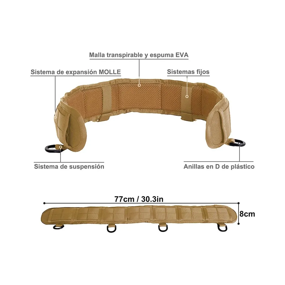 Foto 4 pulgar | Conjunto De Cinturón Táctico Belug Multifuncional Y Tirantes Caqui