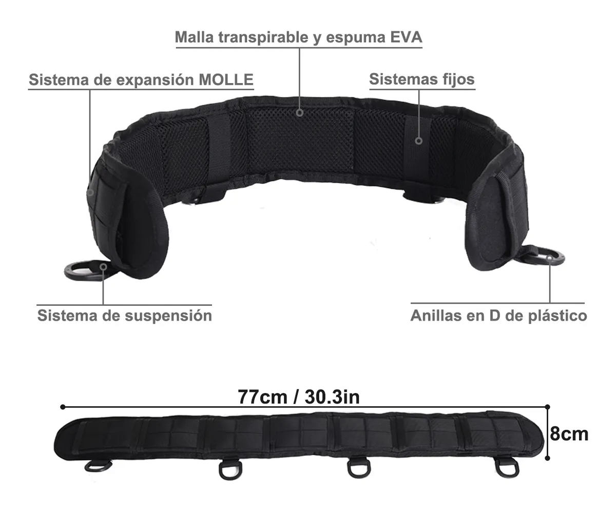 Foto 3 pulgar | Conjunto De Cinturón Táctico Belug Multifuncional Y Tirantes Negro