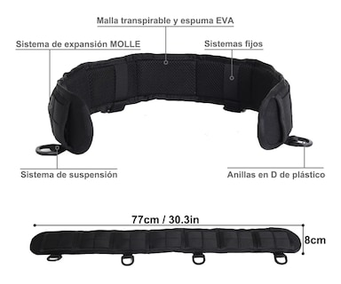 Foto 2 | Conjunto De Cinturón Táctico Belug Multifuncional Y Tirantes Negro