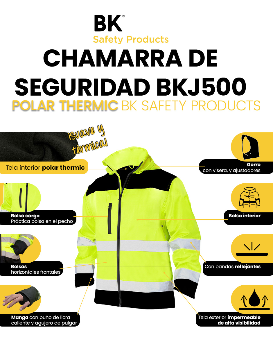 Foto 4 pulgar | Chamarra De Seguridad Polar Thermic Impermeable Con Reflejante Beckon Talla M