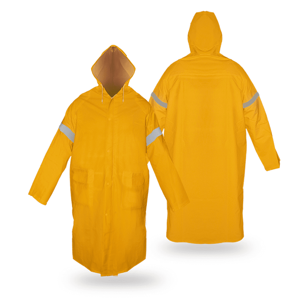 Foto 1 | Impermeable Gabardina Larga Amarilla con Reflejante Capucha
