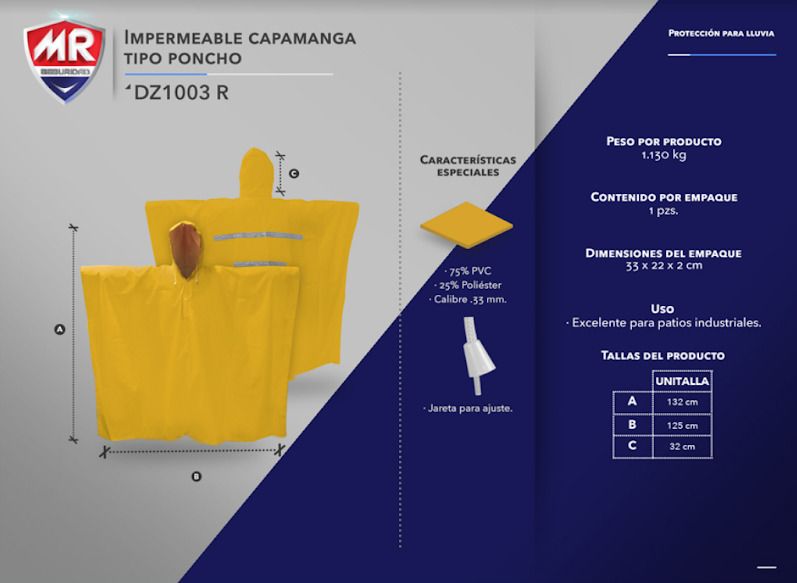 Foto 5 pulgar | Impermeable Amarillo Dz-1003 Marca Mr