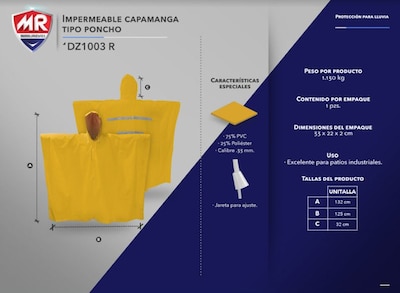Foto 4 | Impermeable Amarillo Dz-1003 Marca Mr