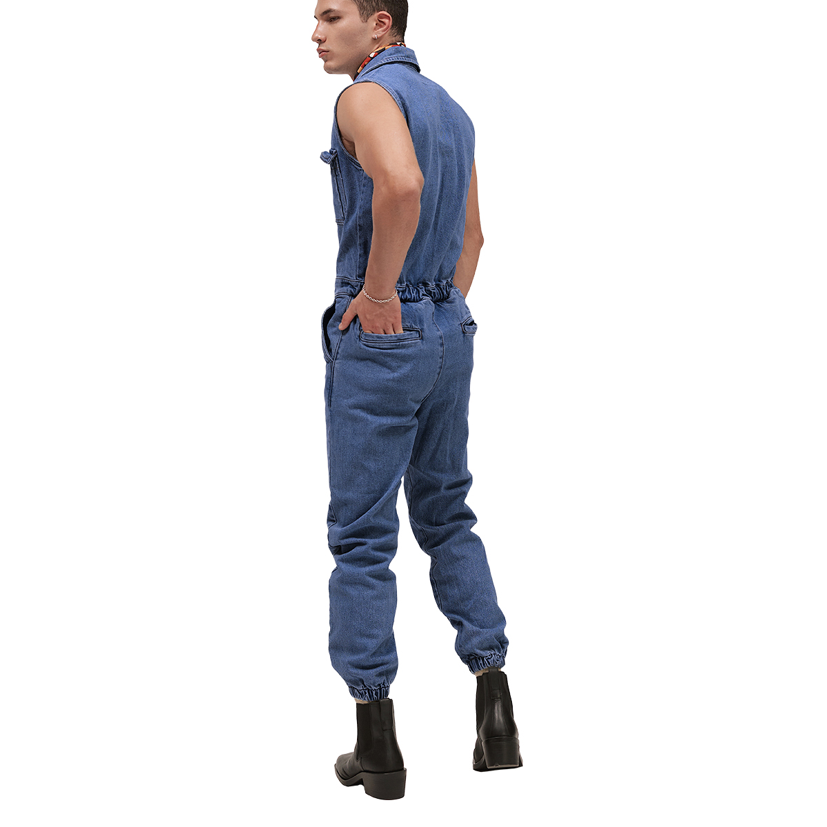 Foto 4 pulgar | Mono sin Mangas MCHK de Mezclilla Azul Oscuro para Hombre