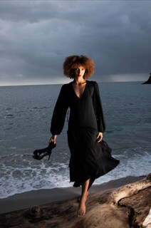 Foto 5 | Vestido Negro Largo Manga Larga Touche
