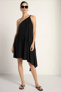 Foto 1 | Vestido Negro Asimetrico Touche