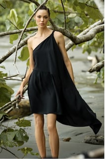 Foto 5 | Vestido Negro Asimetrico Touche