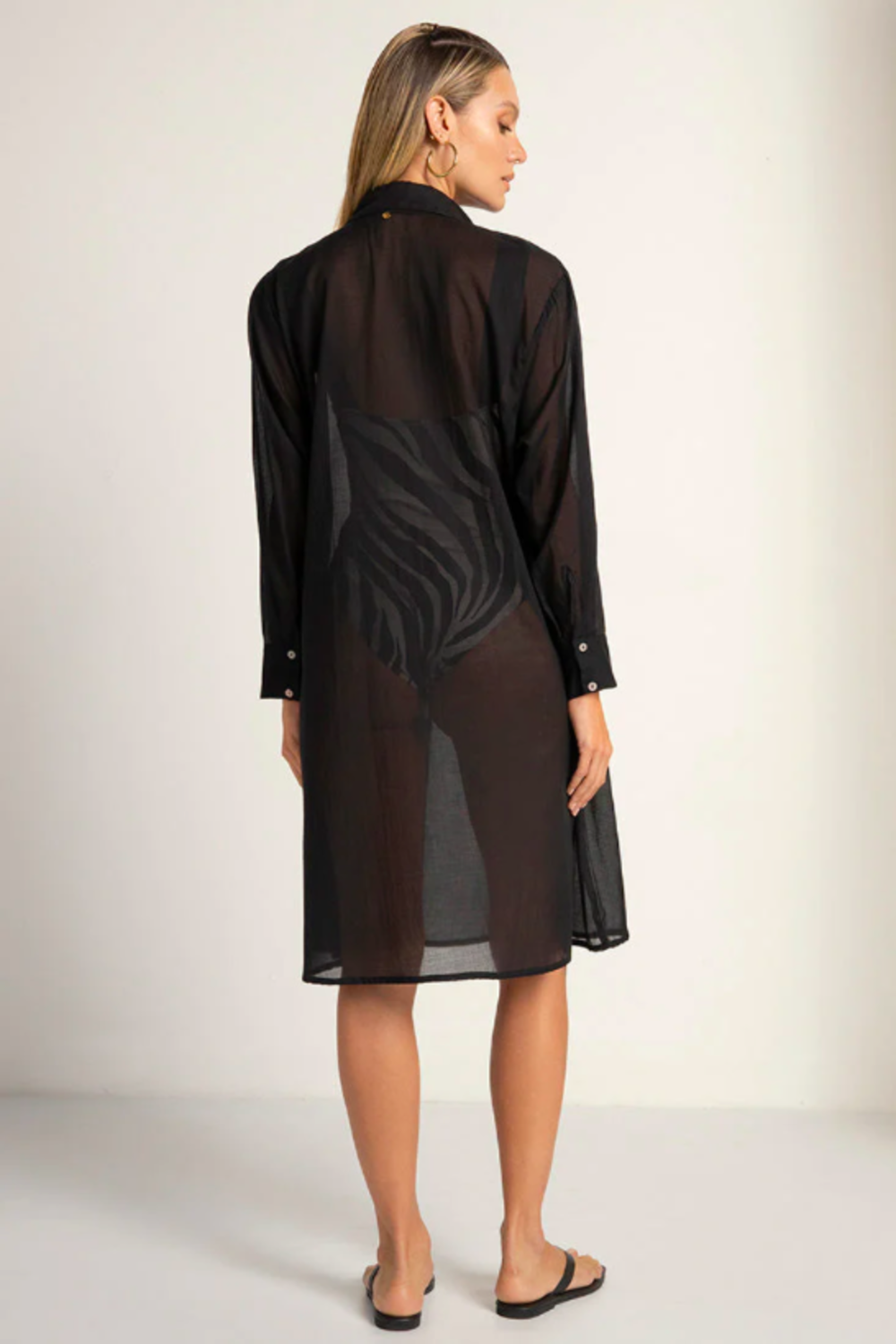 Foto 2 | Vestido Negro Voile Touche