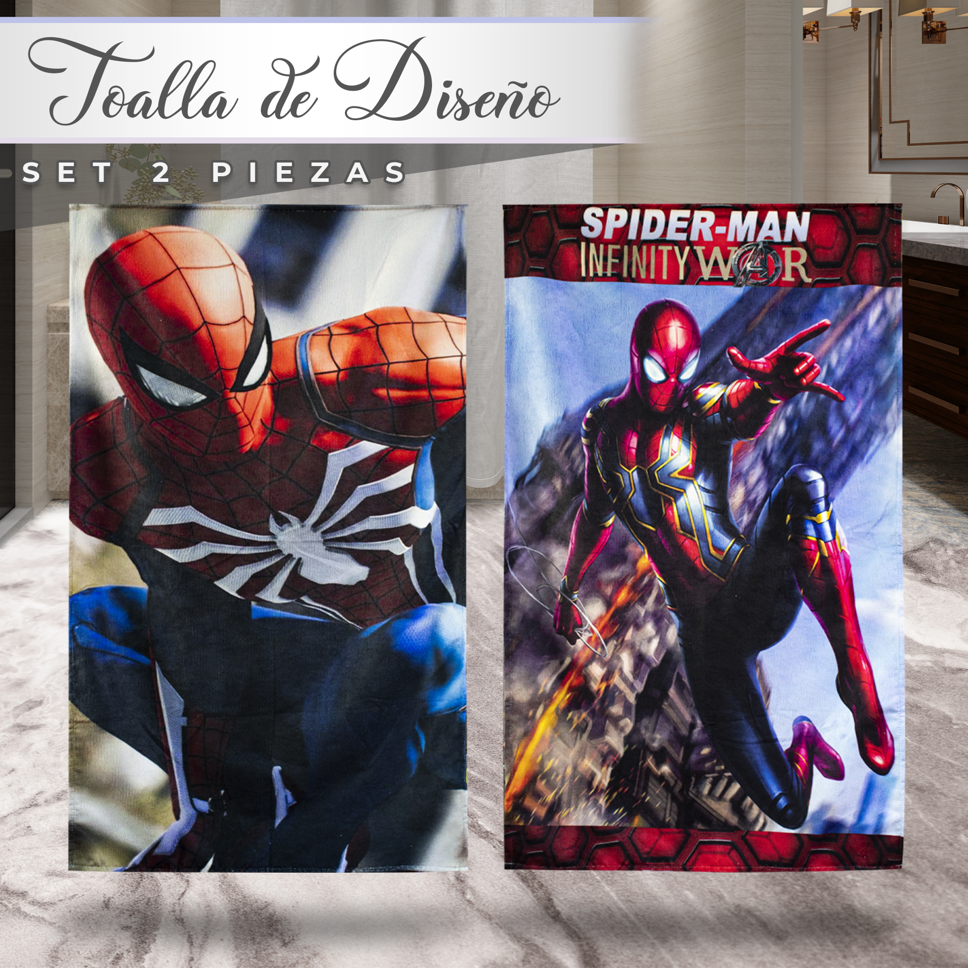 Foto 2 | Toalla de Baño NubiSuave Spider Man 2 Piezas