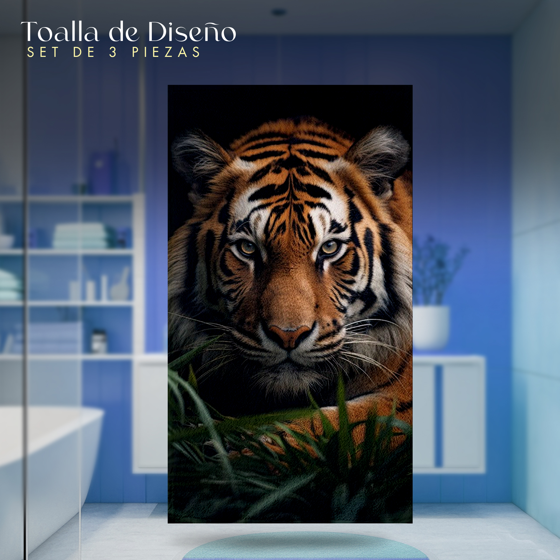 Foto 4 pulgar | Set 3 Toallas De Baño Diseño Animales Lobo Tigre Y Leon Microfibra De Poliester Absorbente Secado Rápido Para Hombr