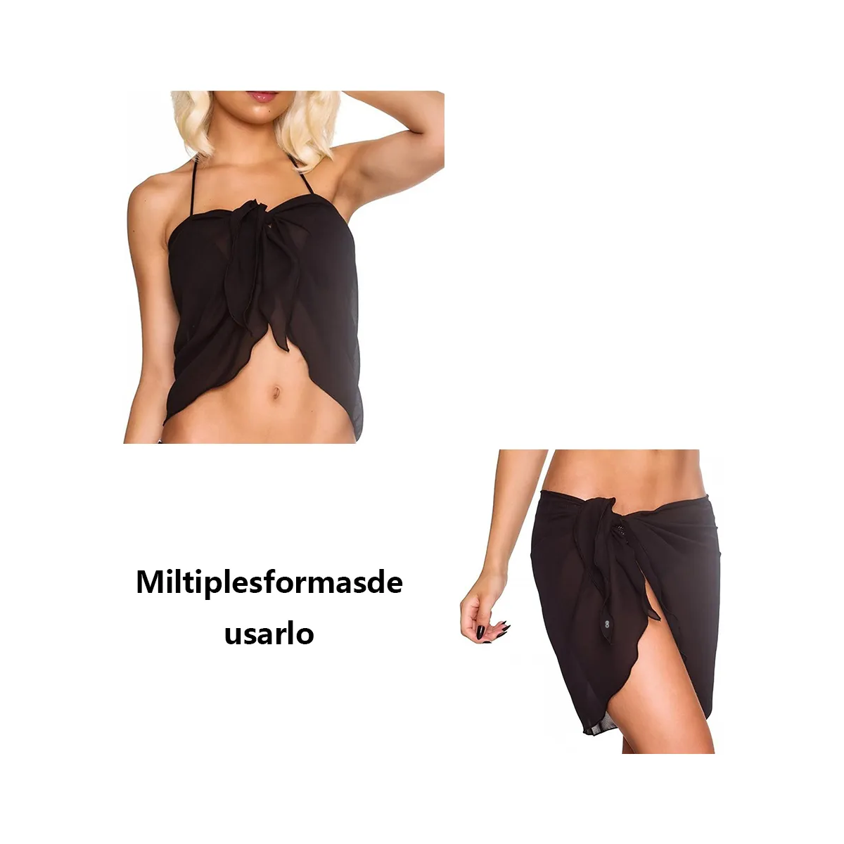 Foto 2 | 2 Pareos Playeros Para Mujer Ch/m Eo Safe Imports Esi-19741 Negro