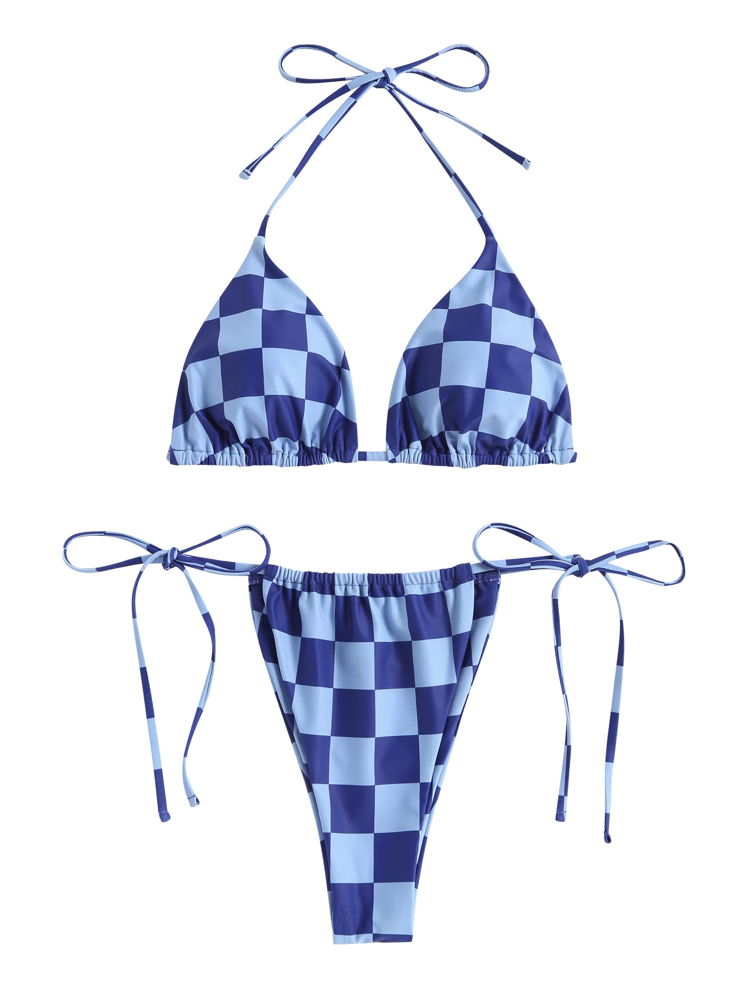 Foto 2 pulgar | Bikini Zaful Triangle Halter De 2 Piezas Para Mujer Azul M - Venta Internacional.