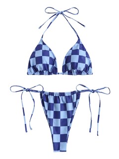 Foto 1 | Bikini Zaful Triangle Halter De 2 Piezas Para Mujer Azul M - Venta Internacional.