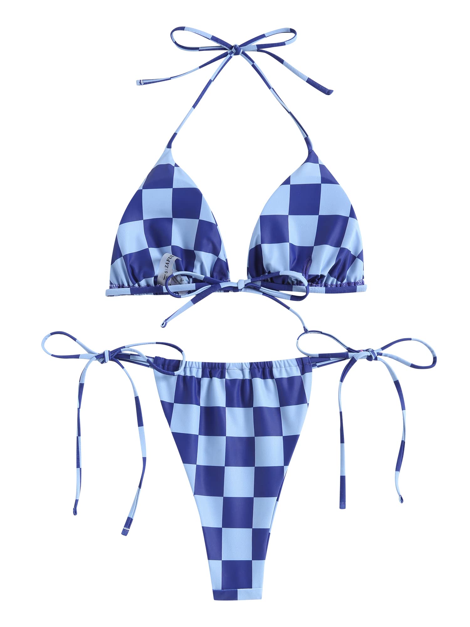 Foto 6 pulgar | Bikini Zaful Triangle Halter De 2 Piezas Para Mujer Azul M - Venta Internacional.