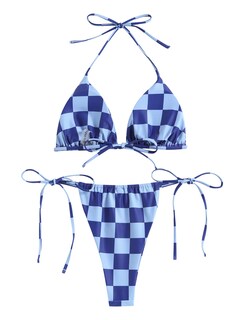 Foto 5 | Bikini Zaful Triangle Halter De 2 Piezas Para Mujer Azul M - Venta Internacional.
