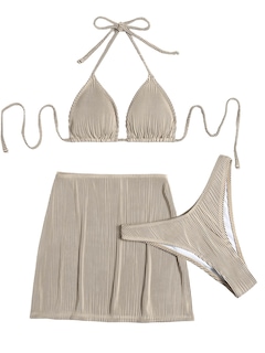 Foto 3 | Conjunto De Traje De Baño Tipo Bikini Sweetyrocks Con Estampado De Cebra Y Falda De Playa - Venta Internacional.