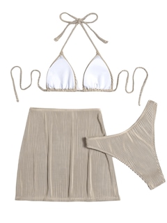 Foto 4 | Conjunto De Traje De Baño Tipo Bikini Sweetyrocks Con Estampado De Cebra Y Falda De Playa - Venta Internacional.