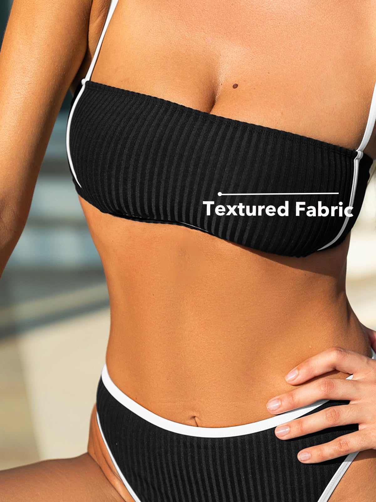 Foto 5 pulgar | Conjunto De Bikini Cupshe Para Mujer, Cintura Alta, Cuello Cuadrado, Color Block - Venta Internacional.