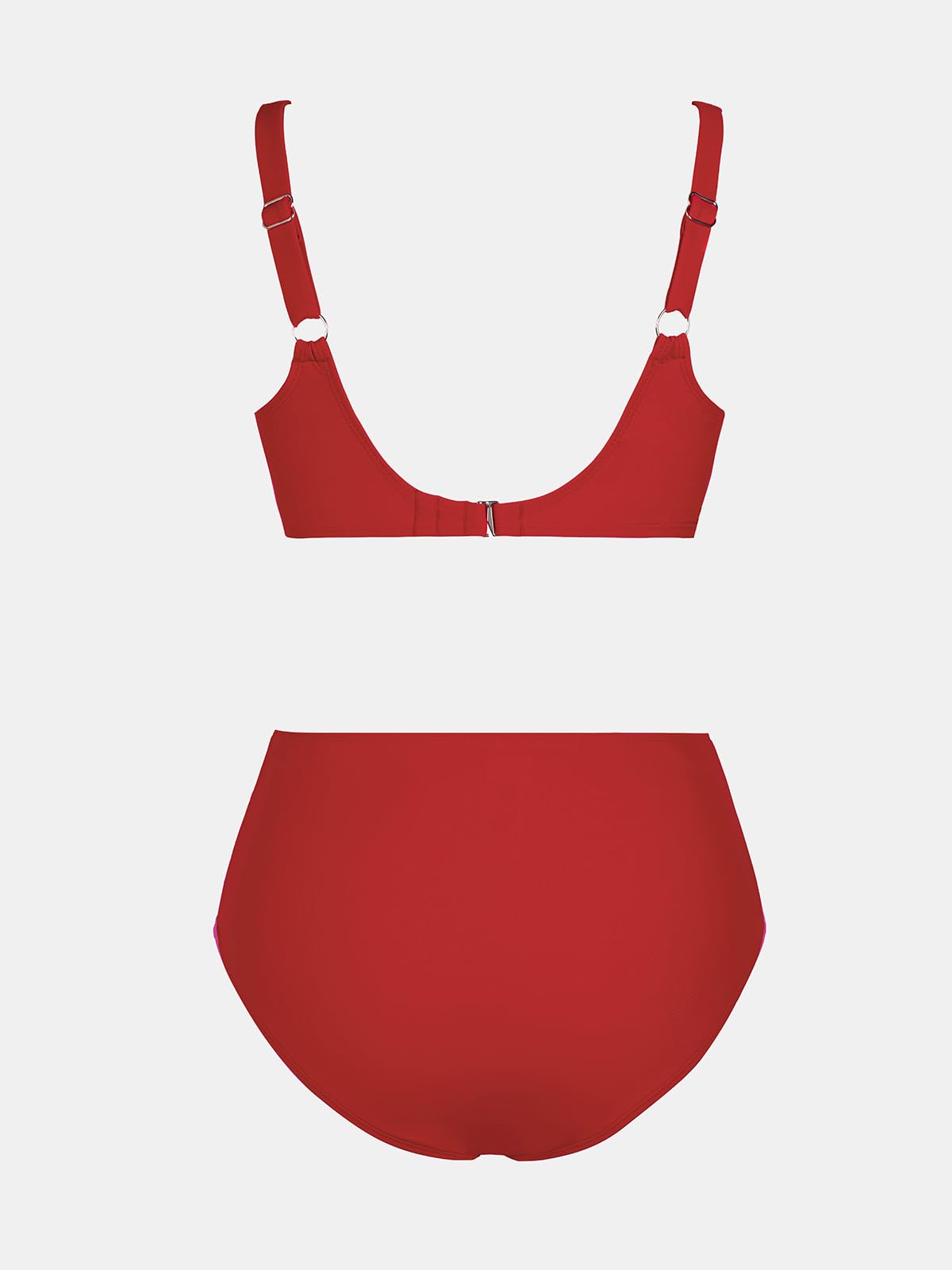 Foto 8 pulgar | Conjunto De Bikini Cupshe, Traje De Baño De Cintura Alta Con Aros, Rojo Fruncido - Venta Internacional.