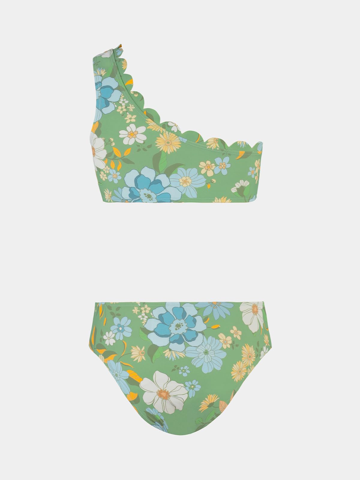 Foto 8 pulgar | Conjunto De Bikini Cupshe Para Mujer Con Un Solo Hombro, Talle Medio, Festoneado - Venta Internacional.
