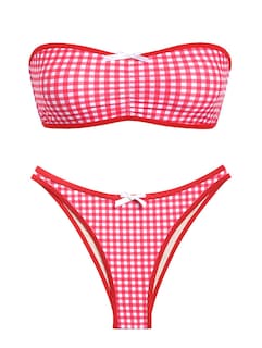 Foto 1 | Bañador Tipo Bikini Zaful Para Mujer, Sin Tirantes, Color Rojo Vichy, Talla L - Venta Internacional.