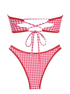 Foto 2 | Bañador Tipo Bikini Zaful Para Mujer, Sin Tirantes, Color Rojo Vichy, Talla L - Venta Internacional.