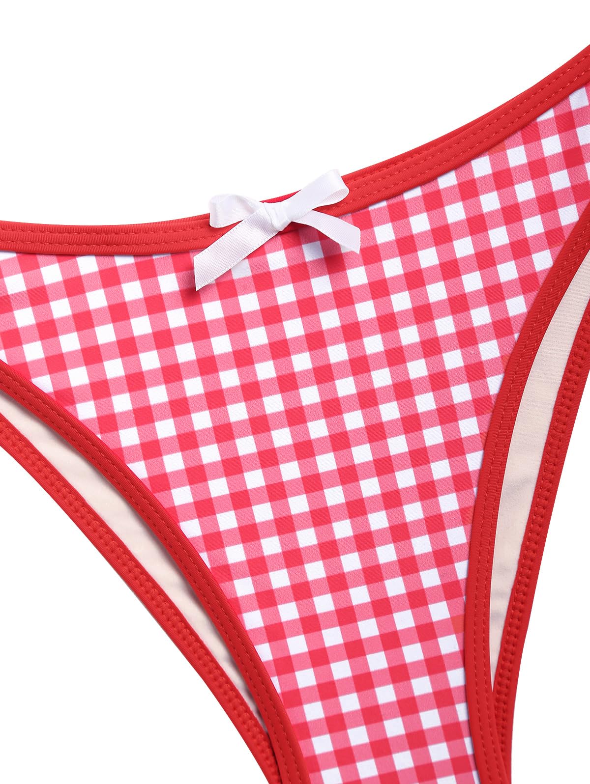 Foto 5 pulgar | Bañador Tipo Bikini Zaful Para Mujer, Sin Tirantes, Color Rojo Vichy, Talla L - Venta Internacional.