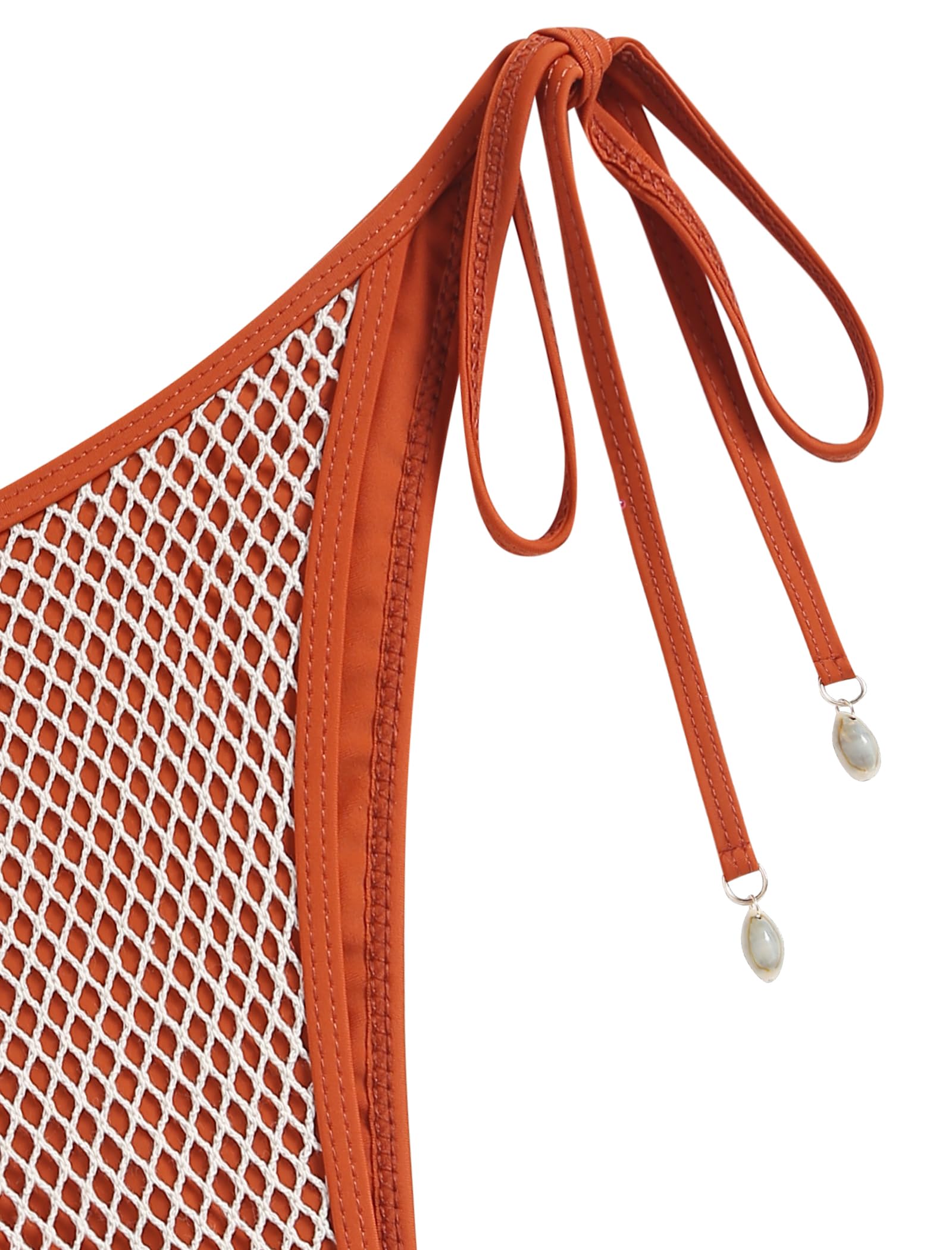 Foto 5 pulgar | Set De Bikini Zaful Triangle Fishnet Multiway Coffee S Para Mujer - Venta Internacional.