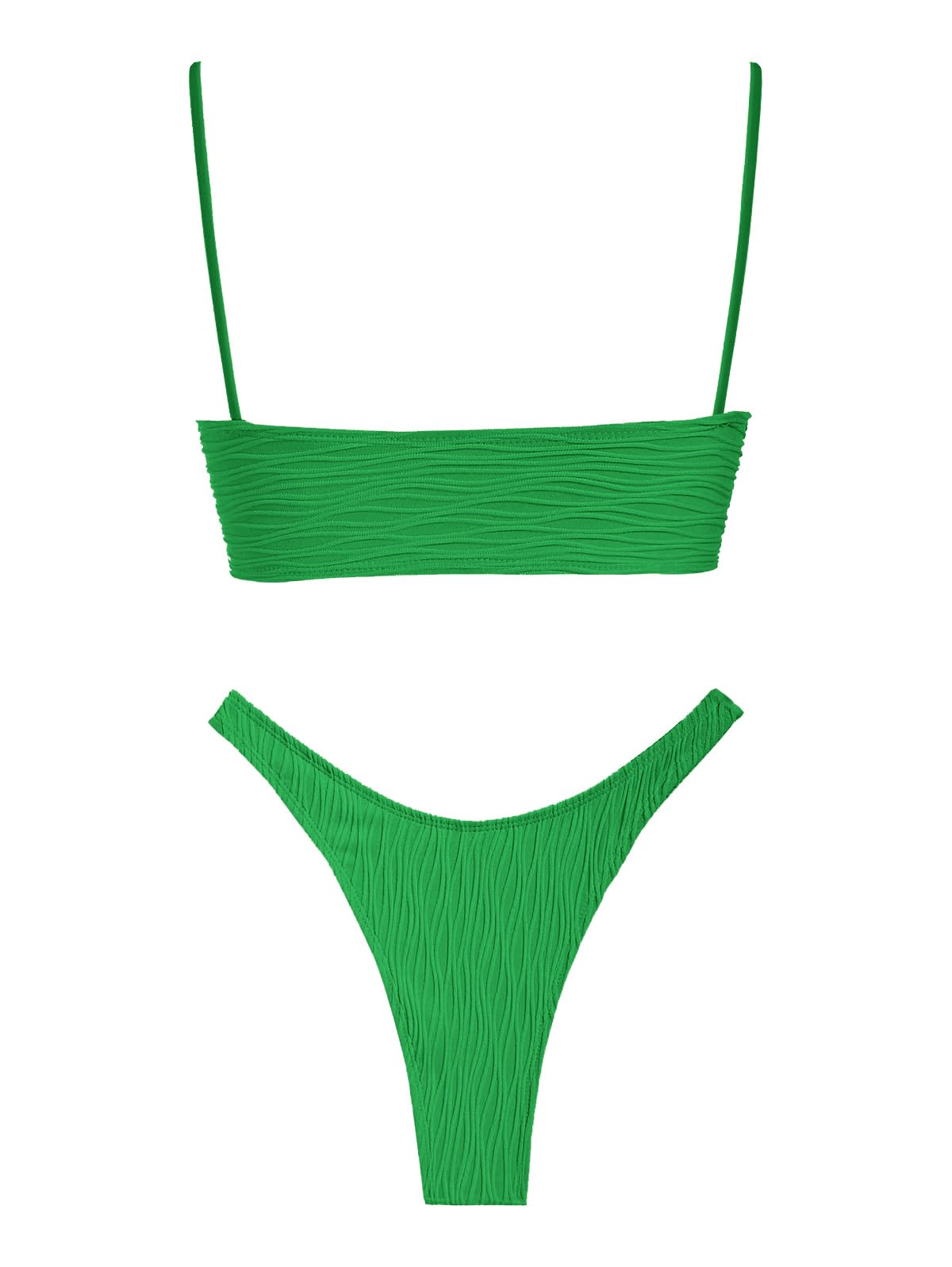 Foto 5 pulgar | Conjunto De Bikini Zaful Sexy Tie Con Correa Fina Y Anillas En O Texturizadas - Venta Internacional.