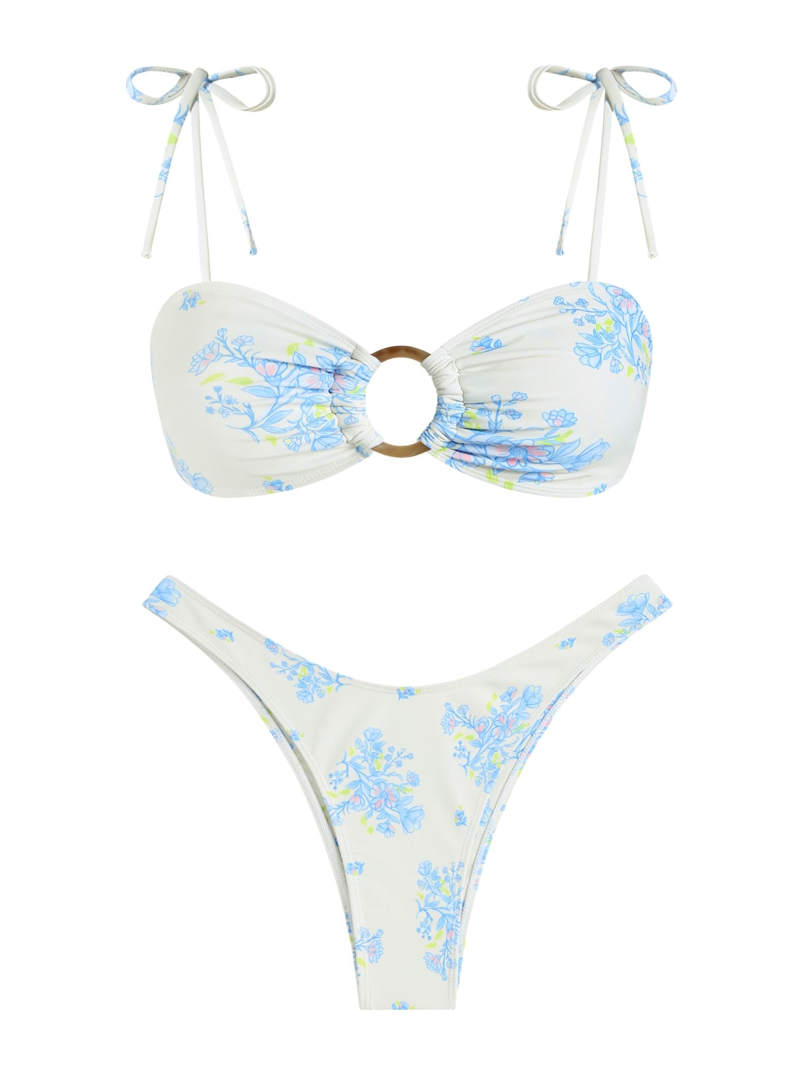 Foto 2 pulgar | Conjunto De Bikini Zaful Sexy Tie Con Correa Fina Y Anillas En O Texturizadas - Venta Internacional.