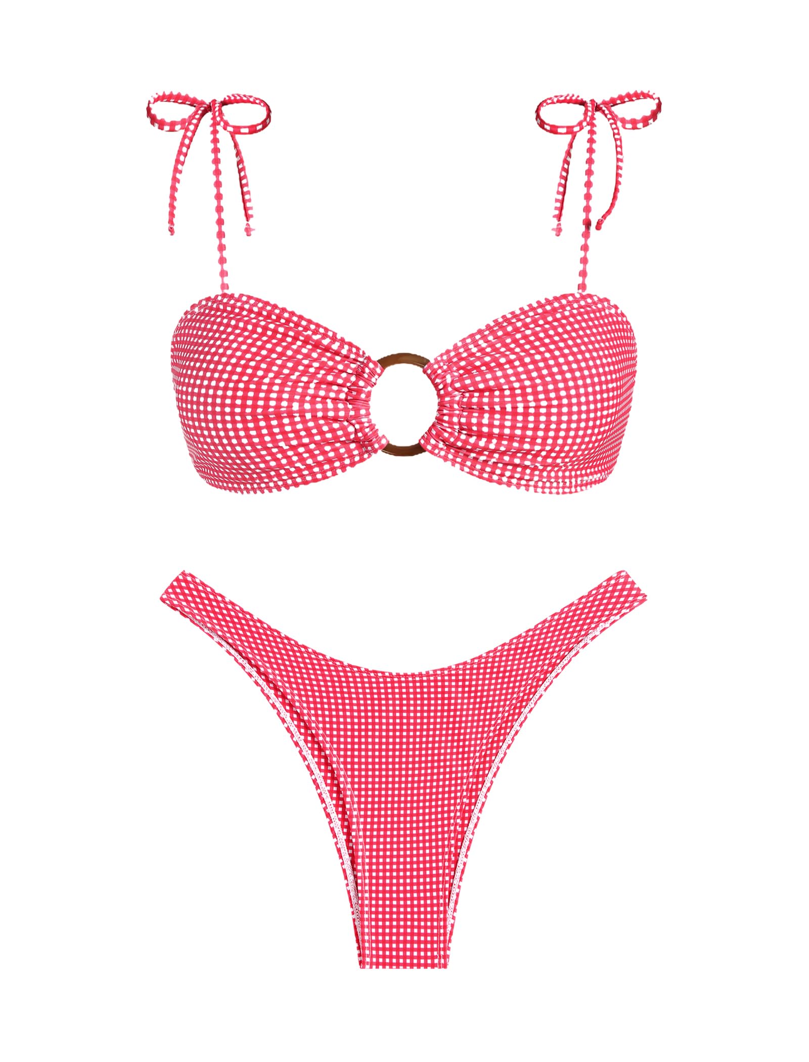 Foto 2 pulgar | Conjunto De Bikini Zaful Sexy Tie Con Correa Fina Y Anillas En O Texturizadas - Venta Internacional.