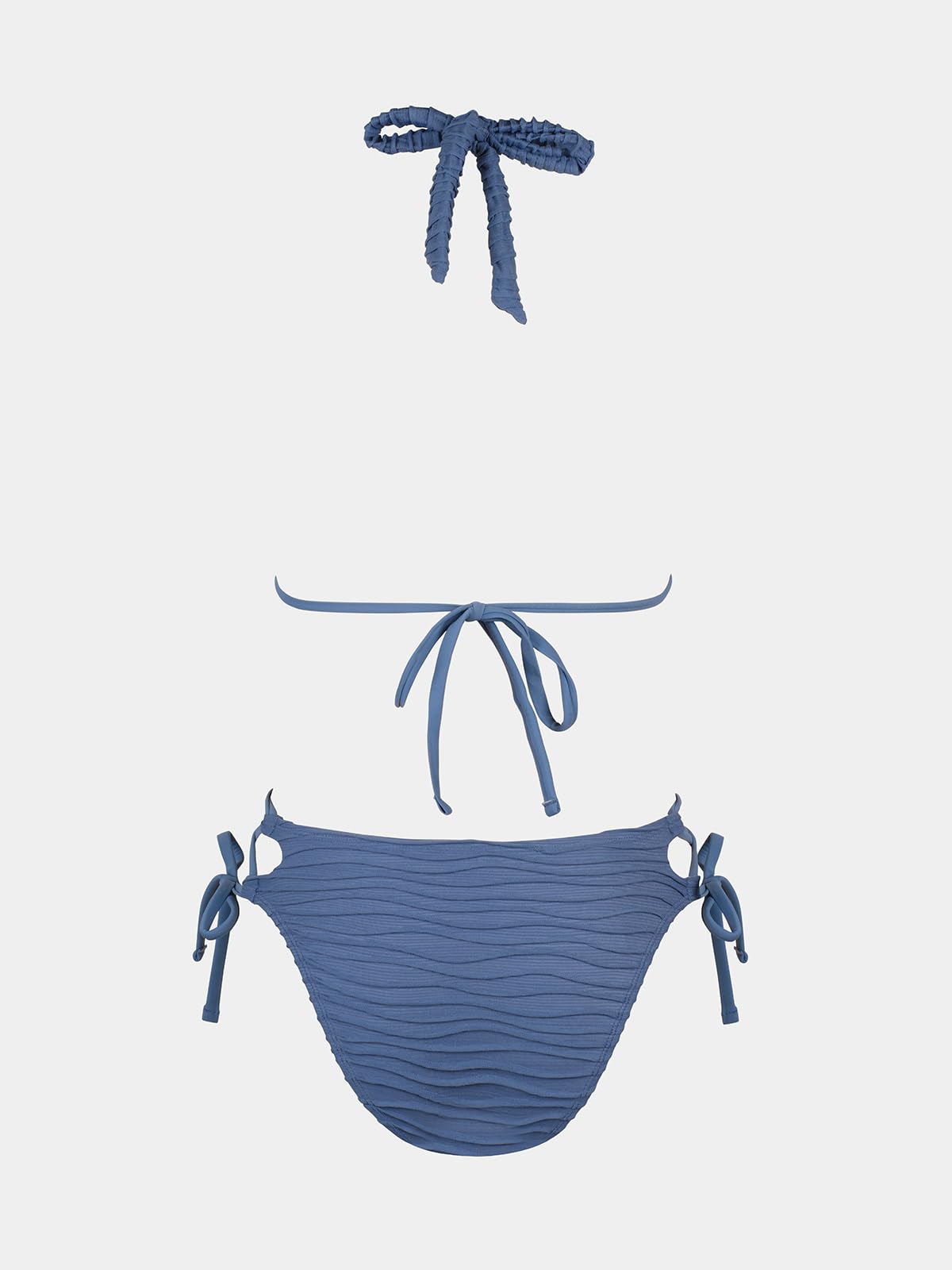 Foto 8 pulgar | Conjunto De Bikini Cupshe, Traje De Baño Para Mujer, Cuello Pronunciado, Azul Acero - Venta Internacional.