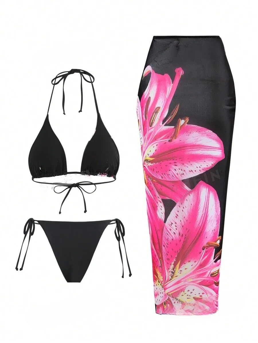 Foto 3 pulgar | Traje De Baño Zaful Para Mujer Con Estampado Floral Y Triángulo Rosa S - Venta Internacional.