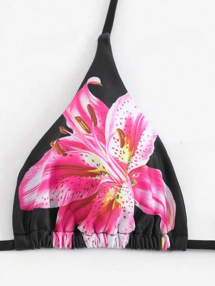 Foto 4 pulgar | Traje De Baño Zaful Para Mujer Con Estampado Floral Y Triángulo Rosa S - Venta Internacional.