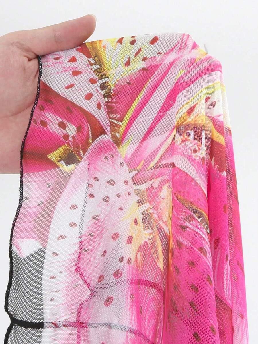 Foto 5 | Traje De Baño Zaful Para Mujer Con Estampado Floral Y Triángulo Rosa S - Venta Internacional.