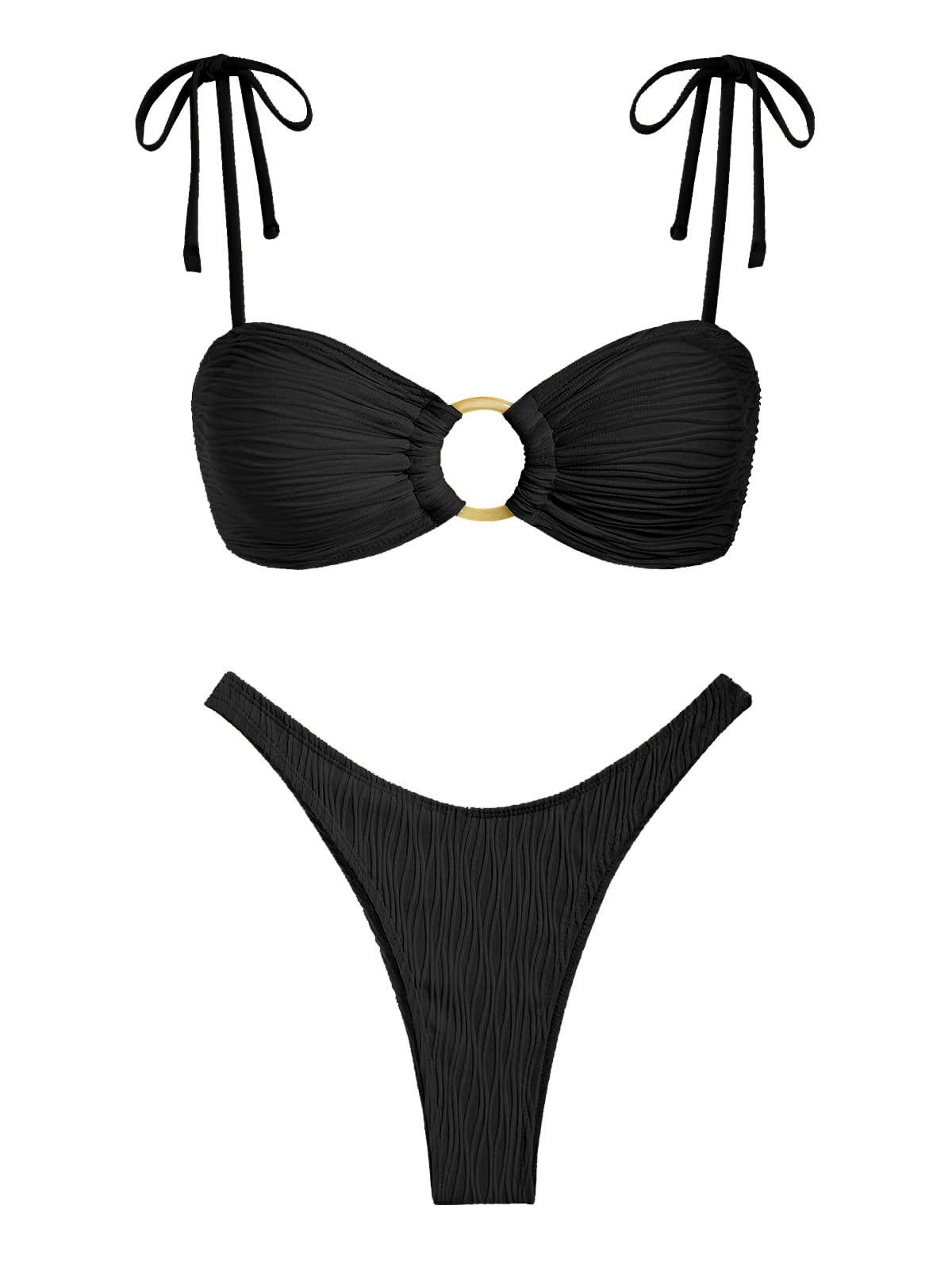 Foto 1 | Bikini Zaful Sexy con Correa Fina y Anillas Texturizadas - Venta Internacional