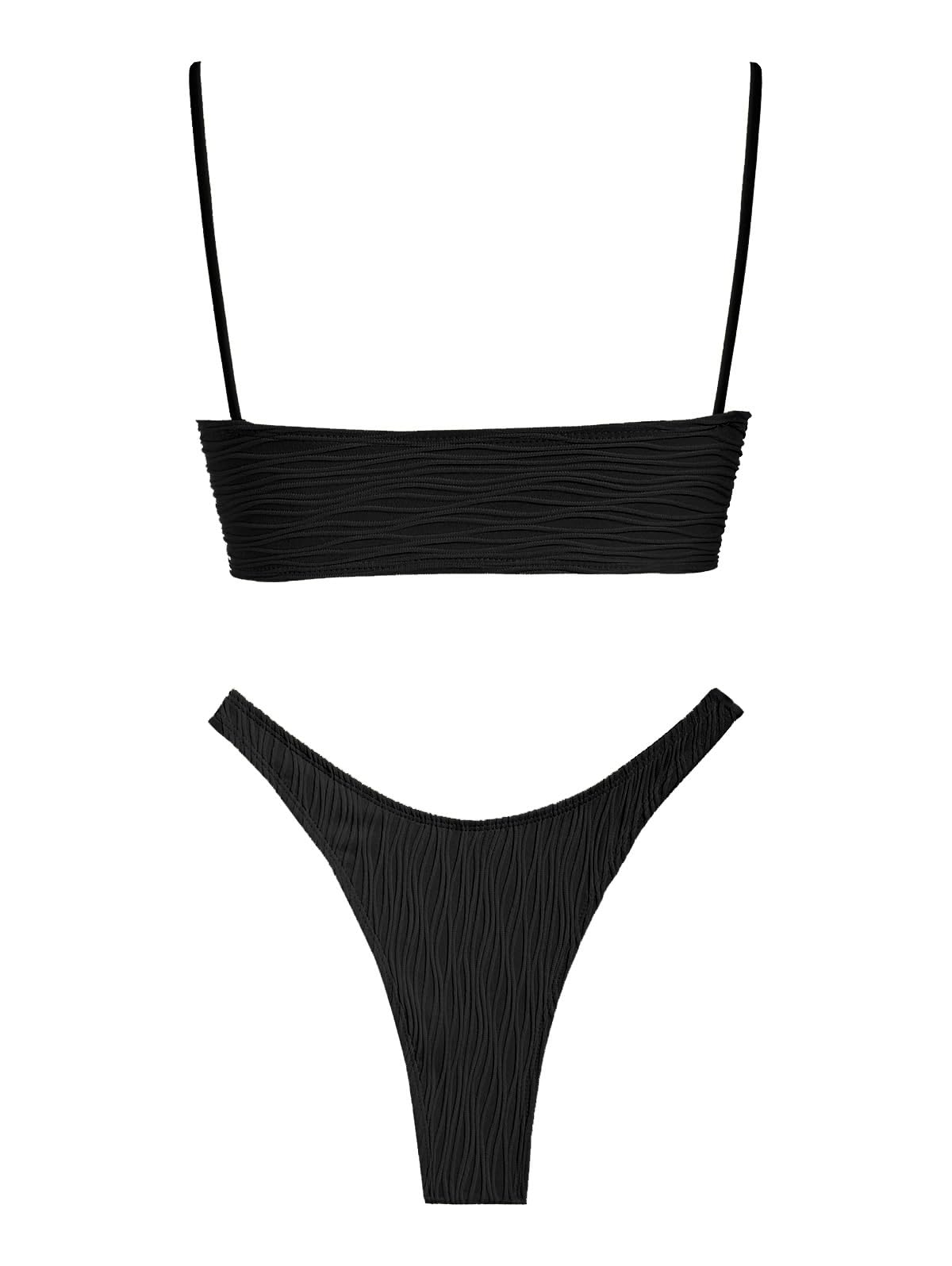 Foto 5 pulgar | Bikini Zaful Sexy con Correa Fina y Anillas Texturizadas - Venta Internacional