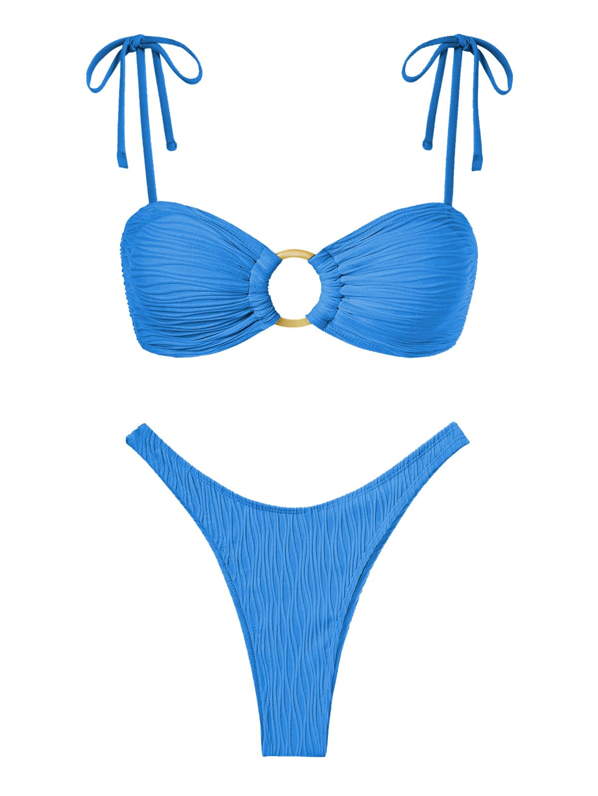 Foto 2 pulgar | Bikini Zaful con Correa Fina Azul para Mujer - Venta Internacional